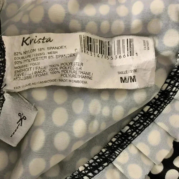 Krista  Black w White Polka Dots Tankini Top w Adjustable Straps & Light Padding - Picture 8 of 8